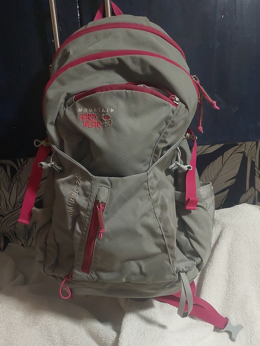 Mountain Hardwear Gray Backpack with Pink Trim